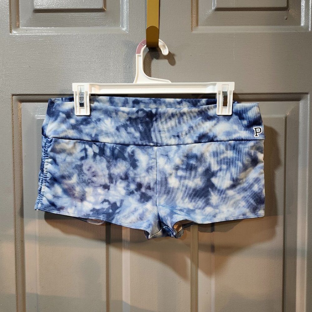 Pink Ultimate Blue Tie Die Spandex Short Shorts - Size Large